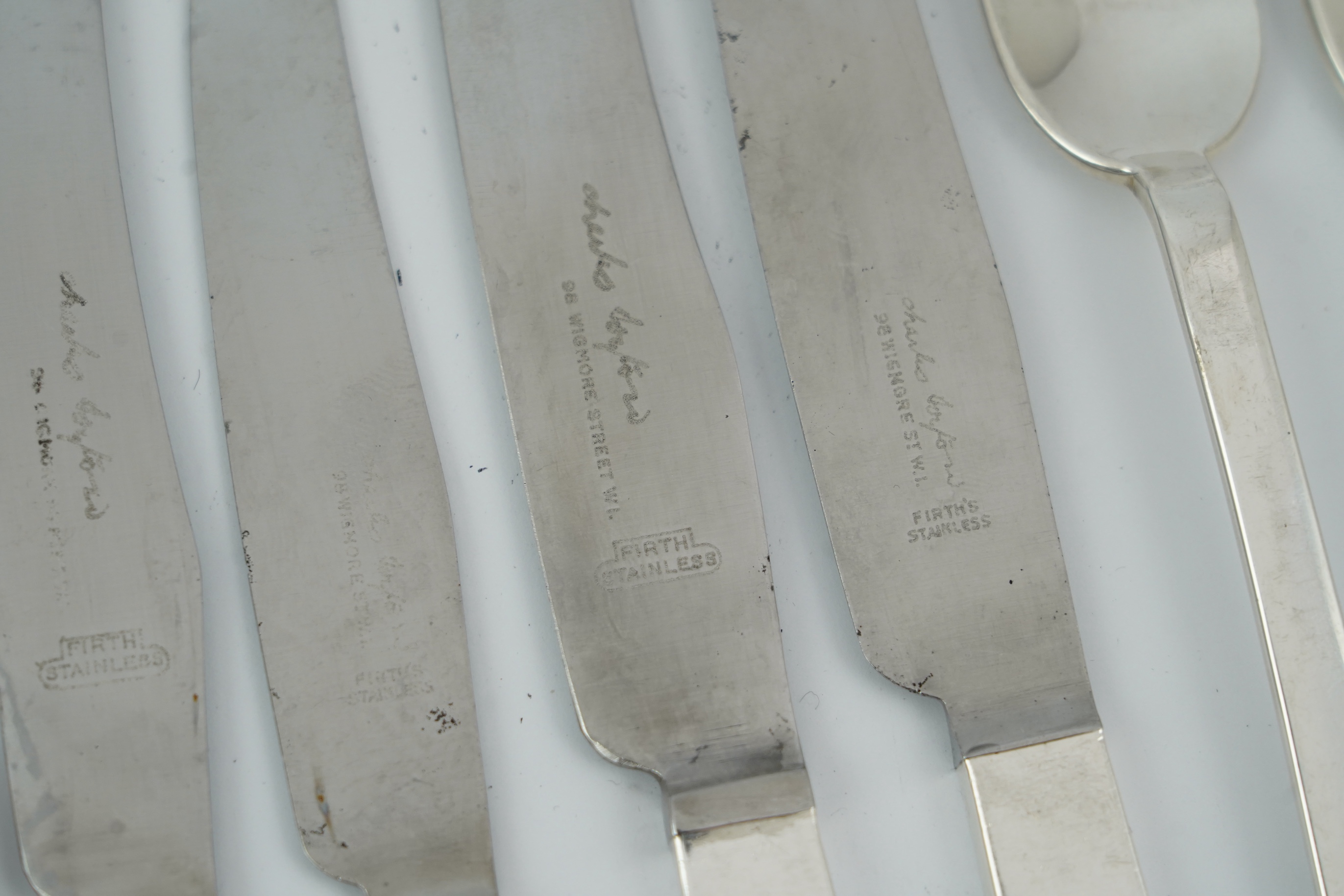 A canteen of George V Art Deco silver cutlery, by Charles Boyton